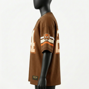 Maillot de football personnalisé pour femmes, 180 GSM, micro-mesh respirant en polyester, marron, orange, blanc, panneaux contrastés, maillot de football pour femmes - Product Image 4