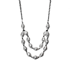 Collier à maillons en argent sterling 925, style délicat, perles argentées superposées, bijoux statement pour femmes romantiques et luxueuses - Product Image 1