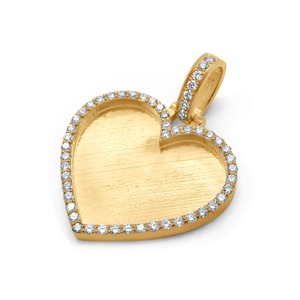 D'VINS JEWELS Custom Heart Shape Diamond Charm <b>Pendant</b> 14K <b>Solid</b> <b>Gold</b> Bezel Set Round Brilliant Cut Classic Unisex Gift - Product Image 1