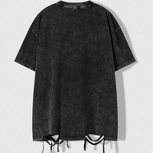 T-shirt Homme Streetwear Imprimé Sérigraphié Vintage Coton Lourd 100% Effet Vieilli Délavé à l'Acide Vierge en Gros - Product Image 2