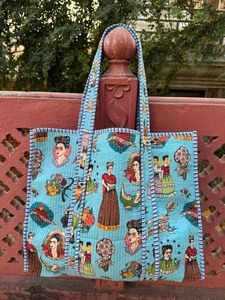 Bolsa de Mano Acolchada de Algodón con Estampado a Mano, Bolsa Ecológica - Product Image 2