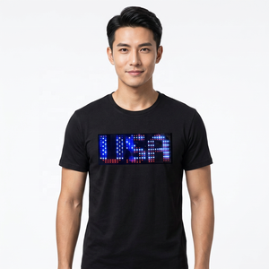 เสื้อยืดแขนสั้นสีดำสำหรับผู้ชาย พิมพ์ลายกลิตเตอร์ USA คอกลม ดีไซน์ลำลอง ทรงปกติ ผ้าเจอร์ซีย์ - Product Image 6