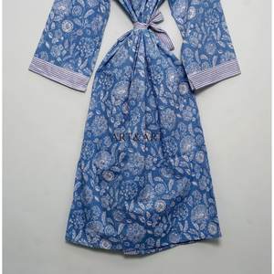 Kimono de Algodón para Mujer, Hecho a Mano, con Estampado Floral, Estilo Japonés, Largo hasta el Suelo, Lavable, de Secado Rápido, Bata de Verano, Ropa de Playa, Ropa de Estar por Casa - Product Image 6