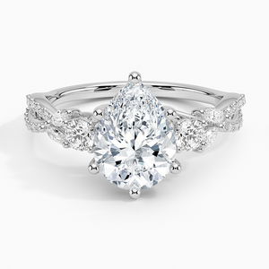 Bague BOJ 0143 en argent 925, coupe poire, sertie de trois griffes, luxe, style Willow, solitaire, diamant 2 carats, couleur D, VVS1, moissanite GRA - Product Image 1