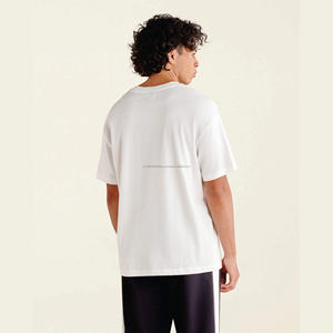 T-shirt uni blanc personnalisé pour homme, coupe classique, haute qualité, 220 grammes, 100 % coton tricoté, vente en gros - Product Image 3