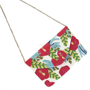 Bolso de Mano Tipo Clutch de Seda con Cierre Magnético Plegable, Hecho a Mano para Mujer, con Cuentas, Colorido, Duradero, Anti-Robo, Tamaño Personalizado, Capacidad 1L, para la Noche - Product Image 2