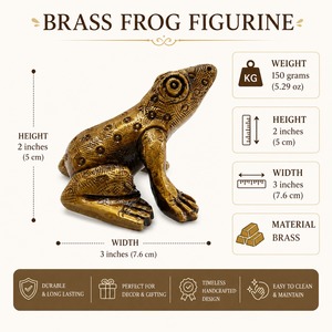 Mini sculpture de grenouille en laiton Shubham, figurine animale sculptée, ornement antique brun, modèle Feng Shui 69F01501 pour la maison et l'hôtel - Product Image 5