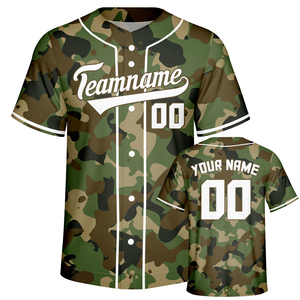 Maillot de baseball camouflage 100 % polyester entièrement personnalisé, respirant, en maille, col en V, séchage rapide, unisexe, ensemble de softball, meilleure vente - Product Image 6