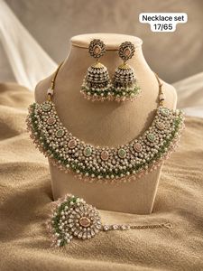 Vintage <b>Emerald</b> Cut Pearl Beaded Heart Choker <b>Set</b> Gold Tone Necklace Earrings Bracelet <b>Jewelry</b> Wedding Women's Alloy Antique - Product Image 5
