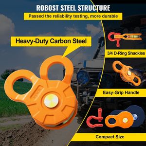 Heavy Duty 11T/25,000 LBS Winch puleggia per verricello 0.55 "/14mm in corda sintetica accessori per recupero Off-Road Snatch Block cricchetto fibbie - Product Image 4