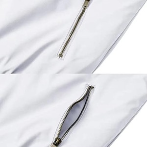 Blouson bomber blanc pour homme, fermeture éclair, couleur unie, vêtement d'extérieur décontracté, pour l'automne, coupe classique, en polyester - Product Image 4