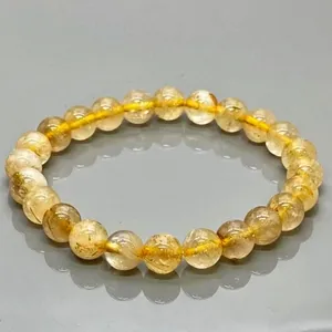 Natural Golden Rutile Quartz 8mm Round Gemstone Beads for Jewelry Making <b>Bracelet</b> Necklace DIY Craft Supplies - Product Image 6