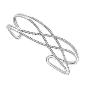 Custom Jewelry LAB - GROWN Diamond Cuff Bracelet 14K <b>Solid</b> White <b>Gold</b> - Product Image 3