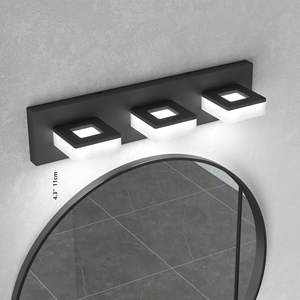 Lámpara de Baño Moderna de 3 Luces LED de 20 Pulgadas, Iluminación de Pared de Acrílico Negro Mate, Luz Fría Blanca para Tocador de Baño - Product Image 2