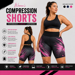 Shorts de Compresión de Cintura Alta Elástica para Mujer, Tallas Grandes, Estampados, Transpirables, Ecológicos, para Yoga - Product Image 1