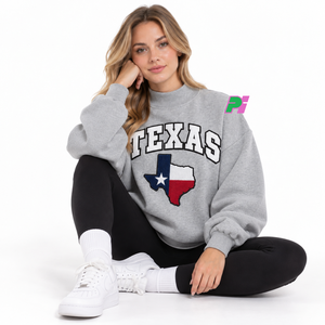 Sudadera de cuello alto para mujer, con parche bordado de la bandera de Texas, estilo oversize, informal, 100% algodón polar transpirable - Product Image 4
