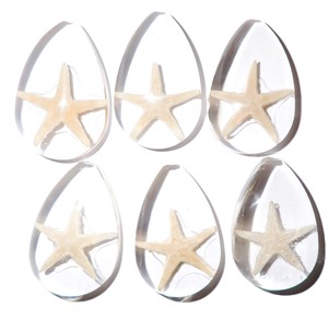 Starfish Real Specimen Plastic Cabochon Pear Cut <b>Top</b> 46x30 mm Clear Flat Bottom for Crafts and Jewelry Making - Product Image 1