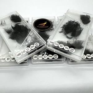 Extensions de cils pré-faits professionnels, volume 10D-20D, courbure CC/DD/M/L, épaisseur 0,03-0,10 mm, noir mat, longueur naturelle - Product Image 1