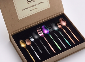 Juego de Postres Multicolor Rosa, Acero Inoxidable Resistente al Deslustre, Recubrimiento PVD Multicolor, para Hogares, Cafeterías, Banquetes, Hoteles y Fiestas - Product Image 4