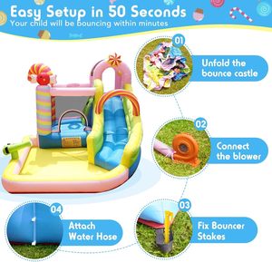 Castillo Inflable Nairbag Candy, Casa de Brinco de Tela Oxford, Inflable 6 en 1, Parque Acuático, Tobogán Húmedo/Seco Combinado para Fiestas Infantiles - Product Image 3