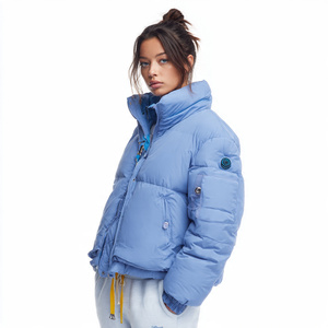 Chaqueta Parka de Color Sólido, Chaqueta Acolchada con Cremallera, Chaqueta Corta Acolchada con Cuello Alto para Mujer, Chaqueta Parka con Cremallera para Dama - Product Image 3