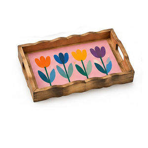 Modern MDF Lacquer Wooden Serving Tray Horizontal Pattern Handmade Gift <b>Decor</b> for Home <b>Kitchen</b> Use - Product Image 2