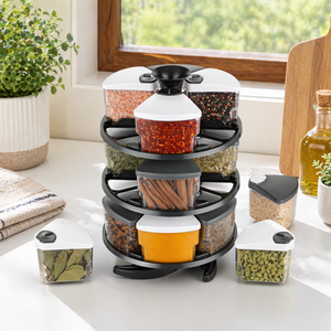 Kitchen Spice Rack Organizer 3 Layer Rotatable 360° Spice Rack with <b>Plastic</b> <b>Storage</b> <b>Containers</b> Airtight Kitchen <b>Storage</b> Box - Product Image 1