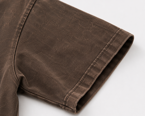 T-shirt Streetwear Oversize Marron Vintage Épais Délavé à l'Acide Coupe Boxy 100% Coton Respirant - Product Image 5
