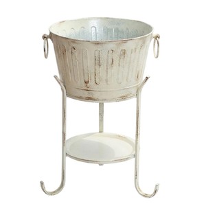 Vintage Galvanized Beverage Tub with Metal Stand Rustic Ice Bucket Wholesale Large Metal <b>Drink</b> <b>Cooler</b> for Wedding Party Catering - Product Image 1