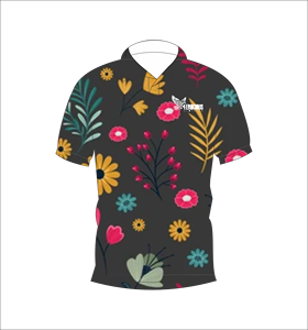 เสื้อโปโลผู้ชายลายดอกไม้เขตร้อนสีเข้ม พิมพ์ลายทั่วตัว แขนสั้น สไตล์ลำลอง สำหรับเล่นกอล์ฟ - Product Image 3