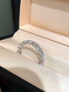 Moissanite Emerald Cut <b>Stacking</b> Full Eternity Band <b>Ring</b> Original 925 Silver With Party Gift Fine Modern Style Surprise Jewelry - Product Image 4