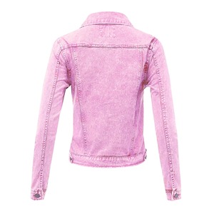 Veste en jean classique délavée orange rouille pour femme, style camionneur boutonnée, décontractée, vente en gros OEM, directement de l'usine - Product Image 3