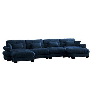 Divano Angolare Moderno in Velluto a Forma di L, Convertibile, Profondo, 4 Posti, Modulare, Comodo, Imbottito per Soggiorno - Product Image 4