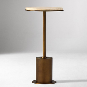 Fay <b>Travertine</b> Drink <b>Table</b> Metal Bases With <b>Travertine</b> Top Drink <b>Table</b> - Product Image 3