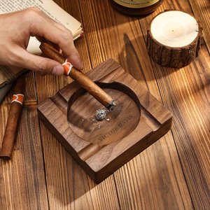 Cenicero de Escritorio de Madera Clásico de Alta Calidad, Hecho a Mano, Natural, Cuadrado, para Cigarros y Cigarrillos, para Hogar, Bar u Oficina - Product Image 6
