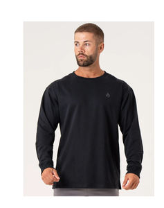 Sweat-shirts noirs surdimensionnés, sweat-shirts à double couche en mélange polyester/coton, épaules tombantes, brodés et imprimés, ensemble de sweat-shirts décontractés pour hommes - Product Image 1