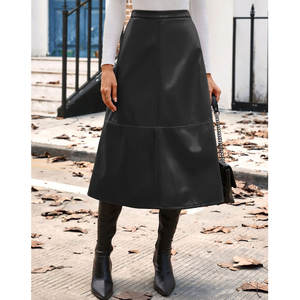 Faldas de Piel Sintética para Mujer 2026, Falda de Cintura Alta con Corte en A, Falda Midi Otoño Invierno, Más Vendida - Product Image 4