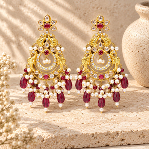 Boucles d'oreilles pendantes en perles multicolores plaquées or, vente en gros, fabricant en gros - Product Image 1