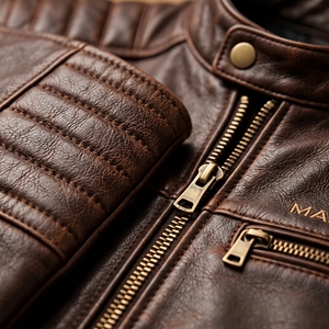 Chaqueta de Motociclista de Cuero Marrón Personalizada para Hombre, Chaqueta de Cuero Genuino, Prenda Exterior de Moda Premium con Cierre - Product Image 5