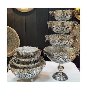 Bol à fruits de qualité supérieure, en acier inoxydable, couleur argent, design en relief, forme ronde, bol à chocolats - Product Image 5