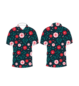 เสื้อโปโลพิมพ์ลายดอกไม้สีกรมท่าเข้มสำหรับผู้ชายแขนสั้นลำลองแฟชั่นฤดูร้อน - Product Image 3