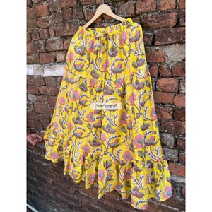 Women's Summer <b>Skirt</b> Boho Gypsy Long Midi <b>Skirt</b> Floral Print <b>Skirt</b> 100% Cotton Maxi <b>Skirt</b> Dress With Two Side Pockets - Product Image 4