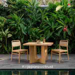 Wholesale Modern Solid Teak Wood Scandinavian Design Adjustable Height Portable Eco-Friendly Waterproof Dining Home Furniture - Product Image 1