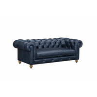 Canapé Chesterfield en cuir véritable trois places, dossier capitonné, accoudoirs roulés, pieds en bois, style traditionnel, canapé pour la maison ou le bureau, canapé en cuir