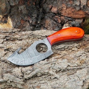 Cuchillo de Caza de Acero de Damasco de Grado Industrial Hecho a Mano con Punta Caída, Hoja Fija y Mango de Madera, Longitud Total Personalizable - Product Image 4