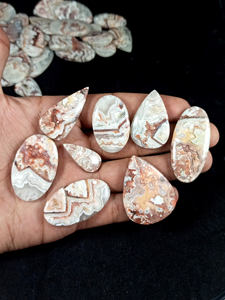 Lote al por mayor de cabujones naturales de ágata de encaje loco, varias formas y tamaños, piedras preciosas sueltas para la fabricación de joyas - Product Image 4