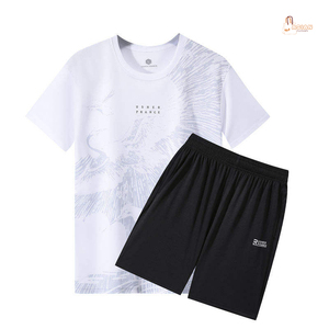 Ensemble de sport pour homme, coupe-vent, uni, à séchage rapide, t-shirt imprimé à manches courtes, vêtements de sport pour la course à pied, le basketball, le badminton - Product Image 1