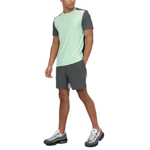 Premium Solid Printed Polyester Men's Short Tracksuit <b>Set</b> O neck <b>Lounge</b> Wear Luxury Breathable Two-Piece tracksuit - Product Image 1