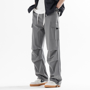 ANSZKTN Pantalones Largos Casuales de Paracaidista con Cordón Ajustable de Seda Helada para Hombre, Estilo Retro Americano, Novedad de Primavera - Product Image 5