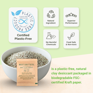 Meilleur déshydratant écologique en argile bentonite naturelle 66g PAC 100% pureté, absorbeur d'humidité, anti-moisissure, produits chimiques en papier - Product Image 5